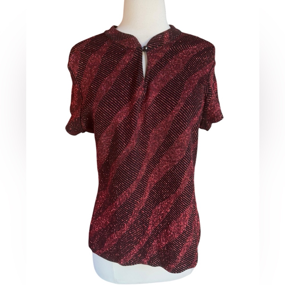 ONYX Nite Elegant Metallic‎ Red and Black Top